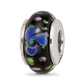 Sterling Silver Reflections Blue Hand-blown Glass Bead